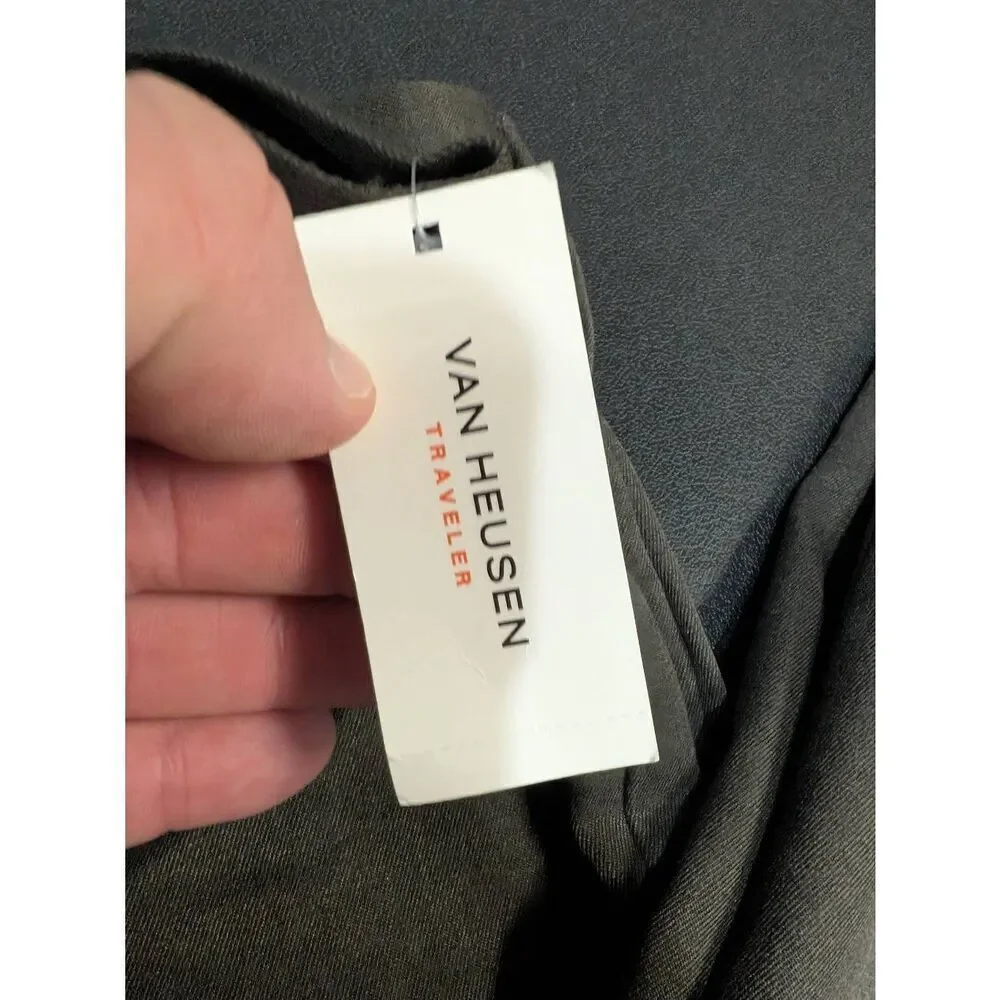 NWT Van Heusen Traveler Flat Front Slim Melange Stretch Dress Pant